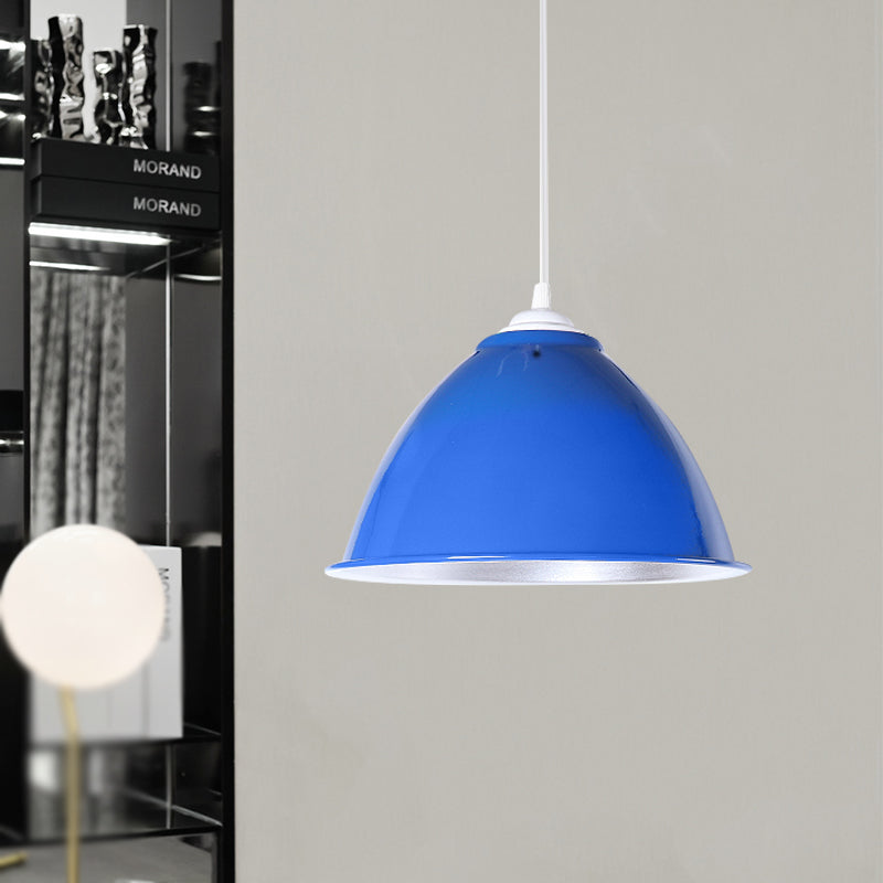 Metallic Industrial Hanging Ceiling Light with Adjustable Cord - 1 Head Pendant Lamp (Black/White/Red)