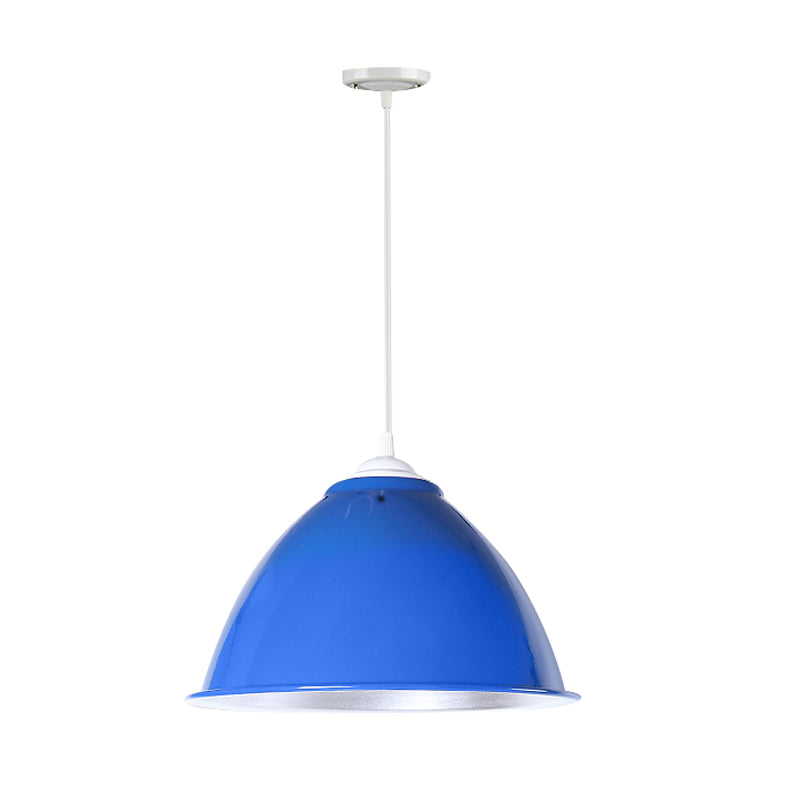 Metallic Industrial Hanging Ceiling Light with Adjustable Cord - 1 Head Pendant Lamp (Black/White/Red)