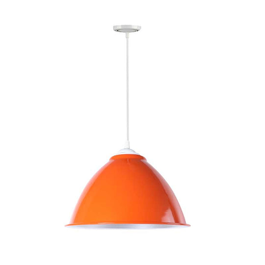 Metallic Industrial Hanging Ceiling Light with Adjustable Cord - 1 Head Pendant Lamp (Black/White/Red)