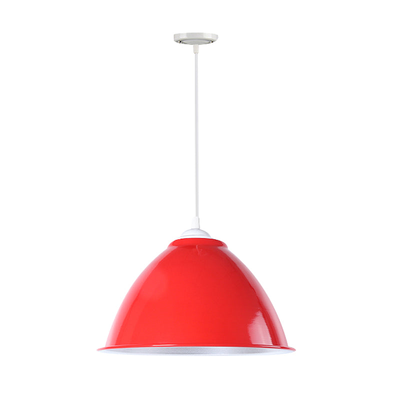 Metallic Industrial Hanging Ceiling Light with Adjustable Cord - 1 Head Pendant Lamp (Black/White/Red)