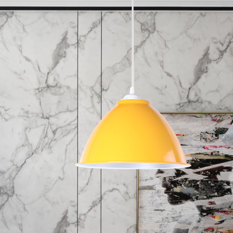 Metallic Industrial Hanging Ceiling Light with Adjustable Cord - 1 Head Pendant Lamp (Black/White/Red)