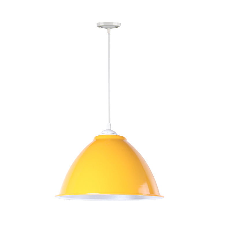 Metallic Industrial Hanging Ceiling Light with Adjustable Cord - 1 Head Pendant Lamp (Black/White/Red)