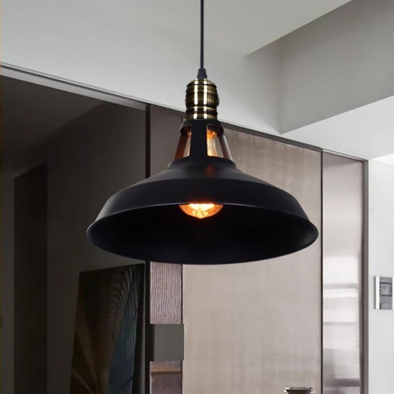 1-Head Barn Pendant Lighting, Industrial Style, Available in Black/White, 10.5/12/15 Inch Diameter