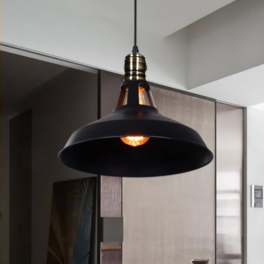 1-Head Barn Pendant Lighting, Industrial Style, Available in Black/White, 10.5/12/15 Inch Diameter