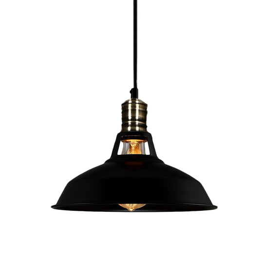 1-Head Barn Pendant Lighting, Industrial Style, Available in Black/White, 10.5/12/15 Inch Diameter