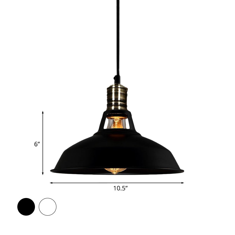 1-Head Barn Pendant Lighting, Industrial Style, Available in Black/White, 10.5/12/15 Inch Diameter