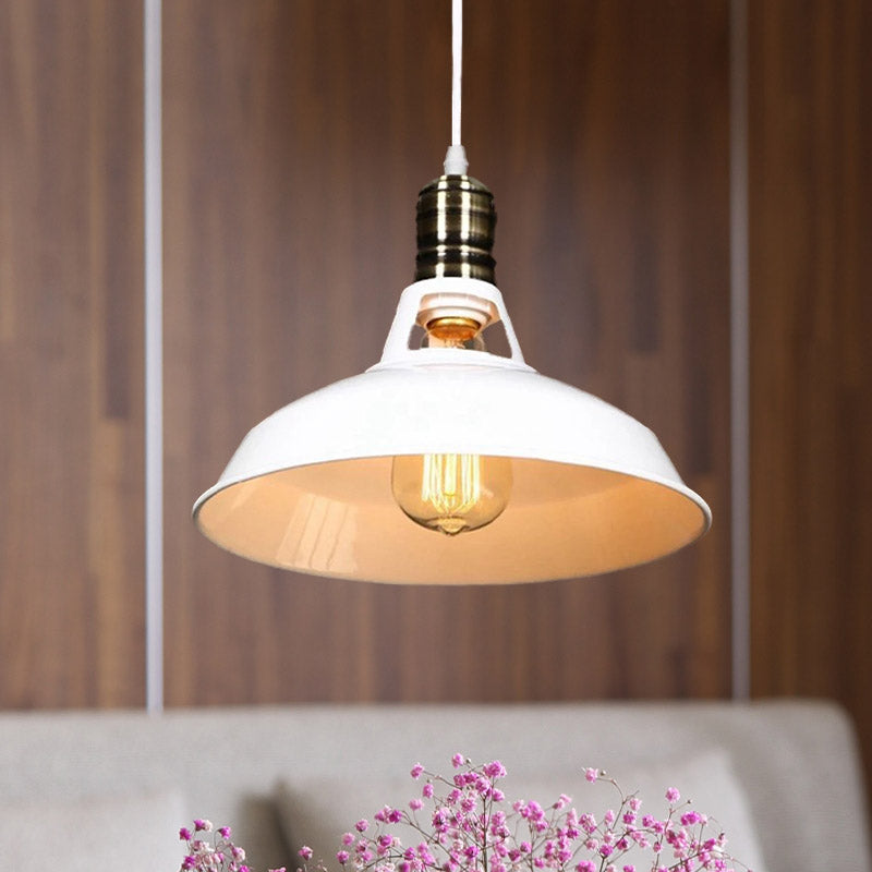 1-Head Barn Pendant Lighting, Industrial Style, Available in Black/White, 10.5/12/15 Inch Diameter