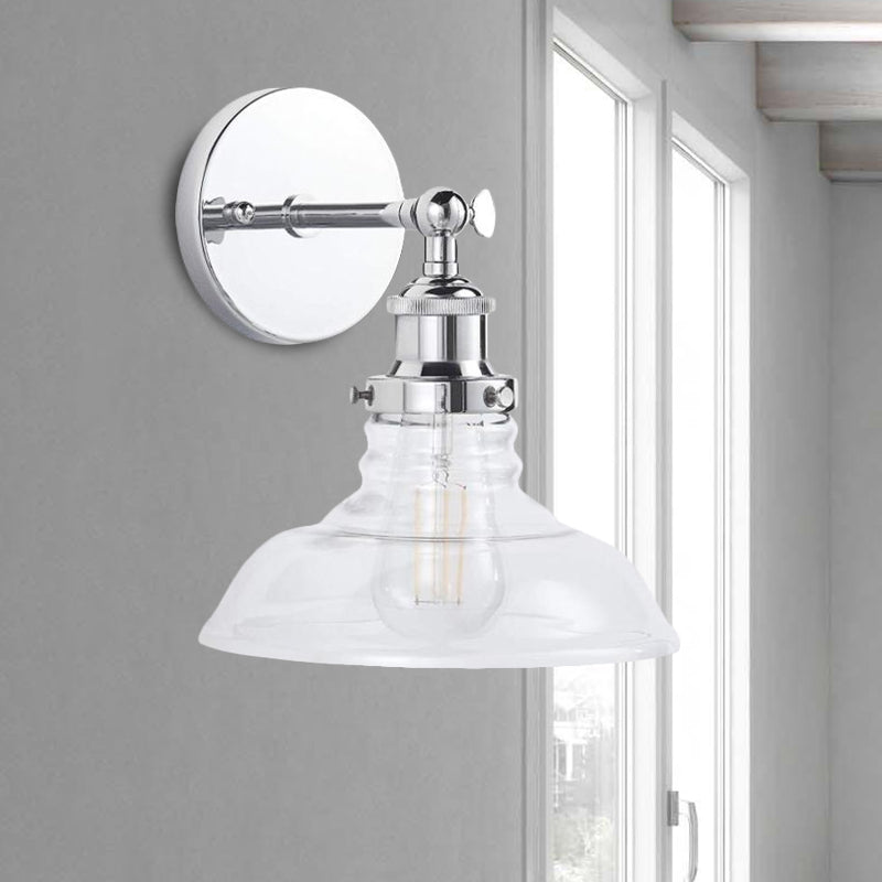 Industrial 1-Light Wall Sconce – Clear Glass & Chrome/Nickel Finish - Ideal for Kitchen