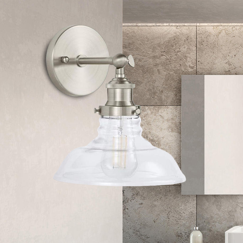 Industrial 1-Light Wall Sconce – Clear Glass & Chrome/Nickel Finish - Ideal for Kitchen