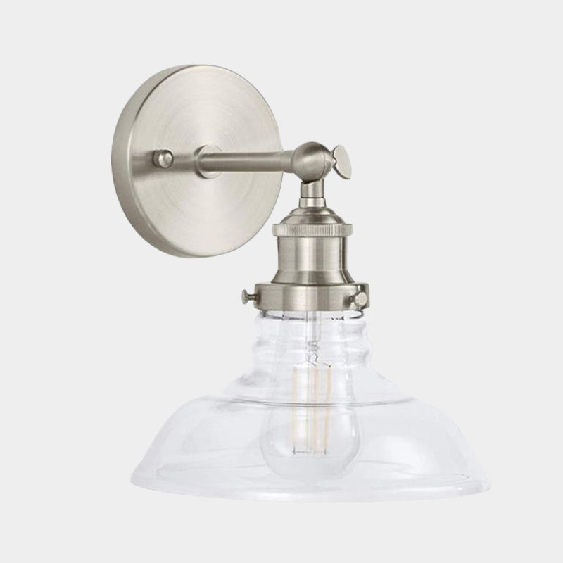Industrial 1-Light Wall Sconce – Clear Glass & Chrome/Nickel Finish - Ideal for Kitchen