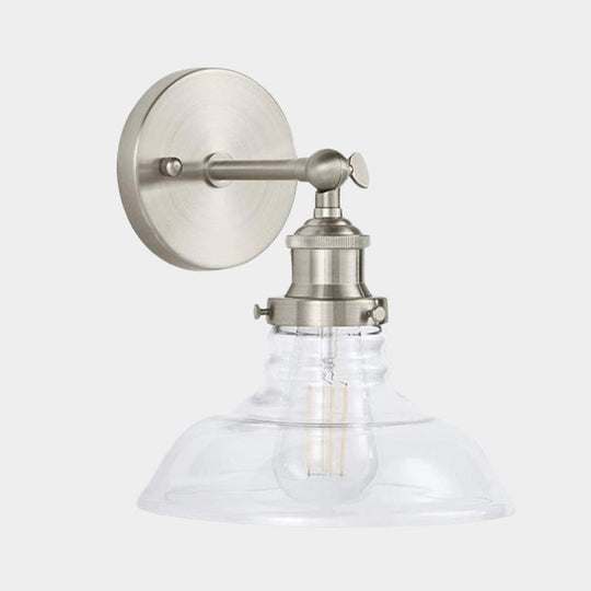 Industrial 1-Light Wall Sconce – Clear Glass & Chrome/Nickel Finish - Ideal for Kitchen