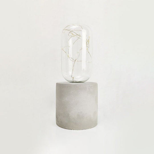 Industrial Cement Table Lamp in Gray for Kids' Bedroom Lighting