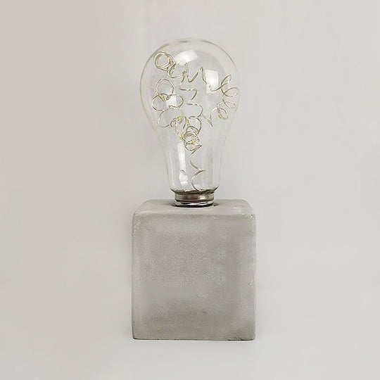 Industrial Cement Table Lamp in Gray for Kids' Bedroom Lighting