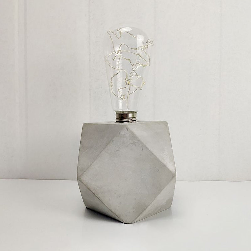 Industrial Cement Table Lamp in Gray for Kids' Bedroom Lighting