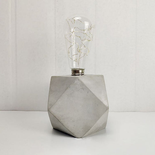 Industrial Cement Table Lamp in Gray for Kids' Bedroom Lighting