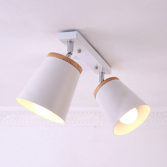 White Rotatable Semi-Flush Mount Ceiling Light – Modern Tapered Shade, Adjustable Metal Fixture