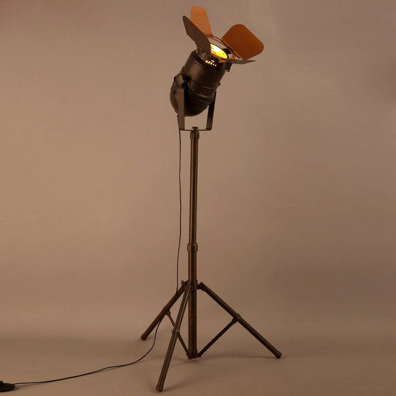 Antique Tripod Floor Lamp - Stylish & Rotatable 1/2-Light Metallic in Dark Rust for Living Room