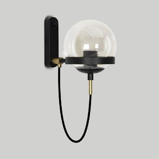Modern Black/Gold Wall Sconce Light Fixture with Clear/Frosted Glass - Perfect for Living Rooms