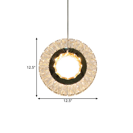 Contemporary LED Crystal Block Pendant Light for Bedchamber - Clear & Stylish