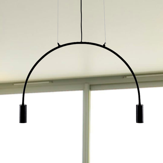 Arched Pendant Lighting with LED for Bar - Contemporary Black Metal, 2/3/5 Lights
