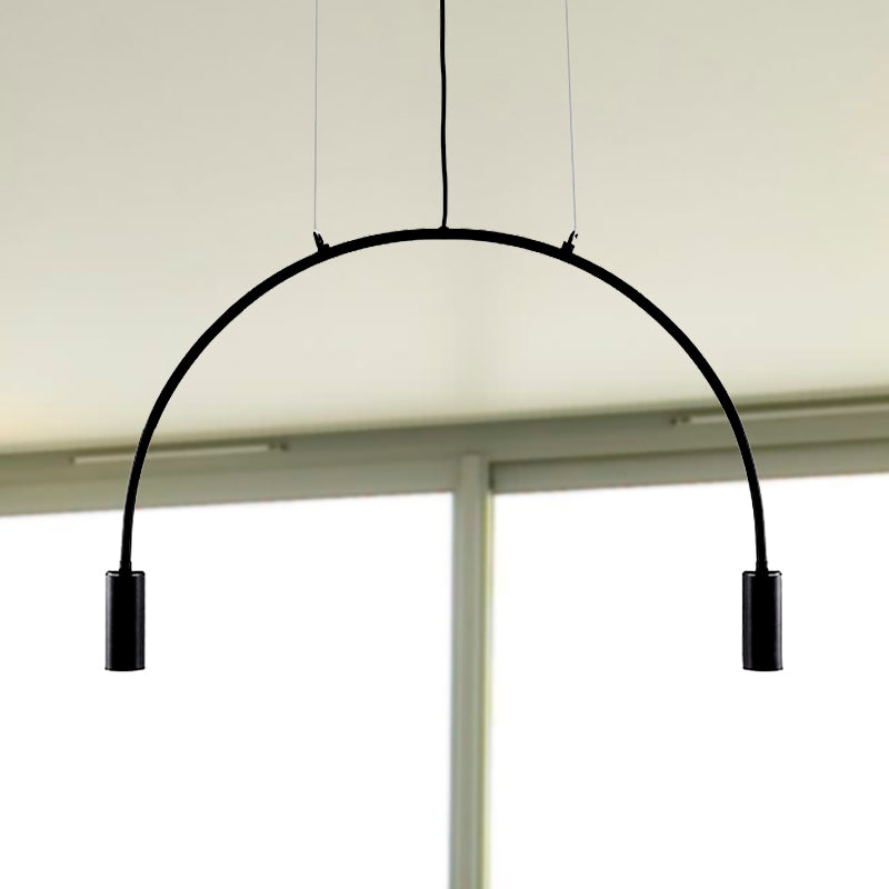 Arched Pendant Lighting with LED for Bar - Contemporary Black Metal, 2/3/5 Lights
