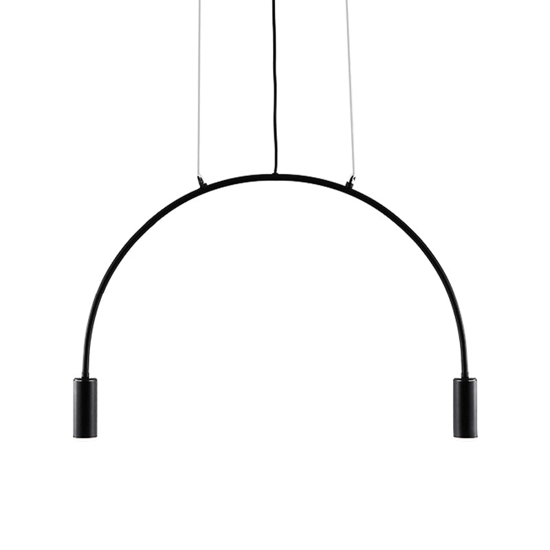 Arched Pendant Lighting with LED for Bar - Contemporary Black Metal, 2/3/5 Lights