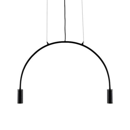 Arched Pendant Lighting with LED for Bar - Contemporary Black Metal, 2/3/5 Lights