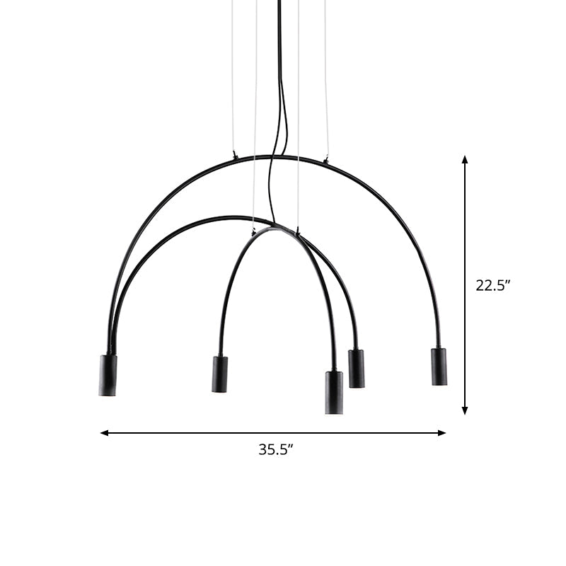 Arched Pendant Lighting with LED for Bar - Contemporary Black Metal, 2/3/5 Lights