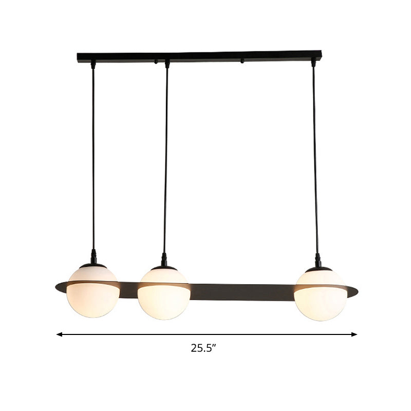 Modernist Glass Cluster Pendant Light with 2/3 White Ball Shades and Black LED Hanging