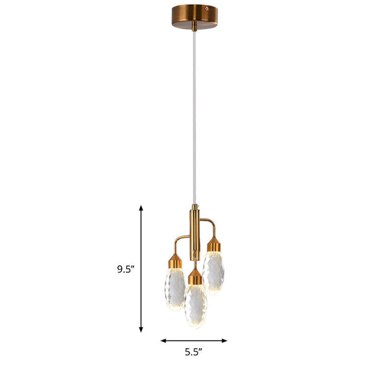 Gold Raindrop Pendant Light with Beveled Crystal - Contemporary Ceiling Lamp
