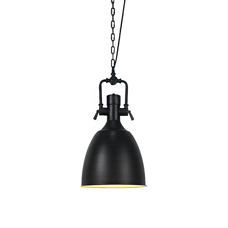 Domed Metallic Ceiling Pendant - 11"/14.5" Width - Industrial 1 Head - Black
