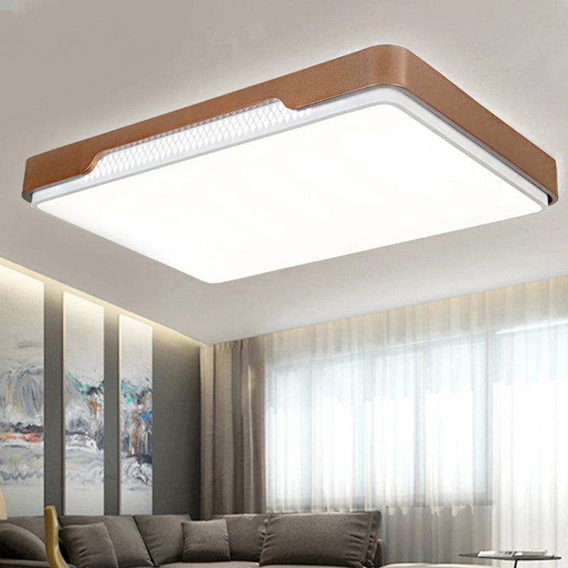 Modern Acrylic Flush Mount Light Fixture - Brown, Rectangular, 20.5"/36.5"/45", Warm/White Light