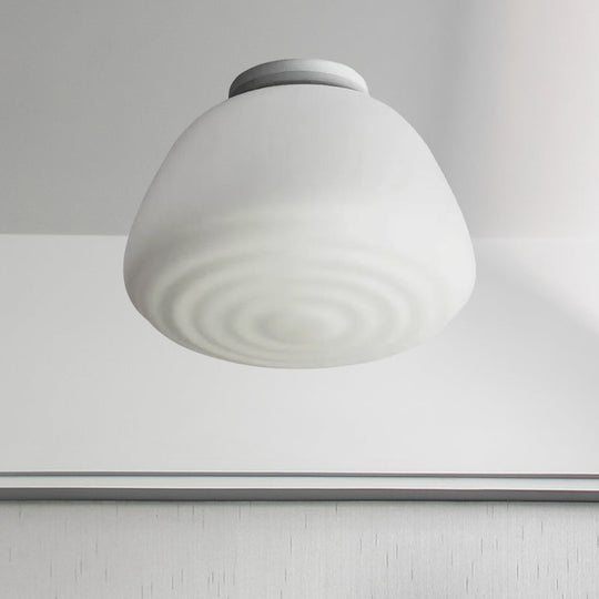 Minimalist 1 Head Flush Mount Lantern Light with Opal Glass Shade for Kitchen - 6"/8" W Cone Flush Mount Lighting