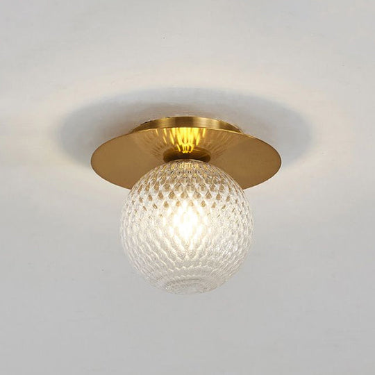 Modern Glass Orbit Ceiling Light Kitchen Flushmount Lamp - Clear/Light-Brown/Cream, Single Light