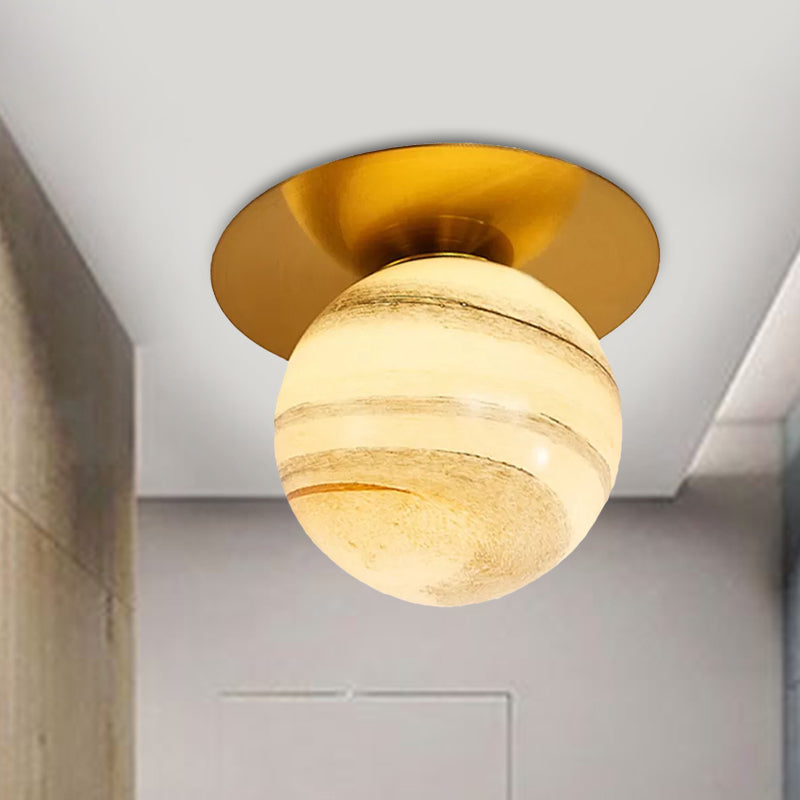 Modern Glass Orbit Ceiling Light Kitchen Flushmount Lamp - Clear/Light-Brown/Cream, Single Light