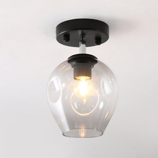 Modern Black/Gold Carafe Semi Flush Light - 1 Light, Clear/Amber/Smoke Gray Glass Shade