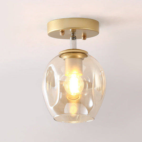 Modern Black/Gold Carafe Semi Flush Light - 1 Light, Clear/Amber/Smoke Gray Glass Shade