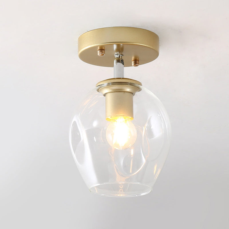 Modern Black/Gold Carafe Semi Flush Light - 1 Light, Clear/Amber/Smoke Gray Glass Shade