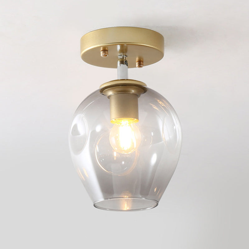 Modern Black/Gold Carafe Semi Flush Light - 1 Light, Clear/Amber/Smoke Gray Glass Shade