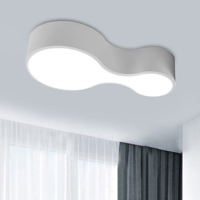 Modern Black/White Curved Flush LED Metal Ceiling Lamp with Frosted Diffuser