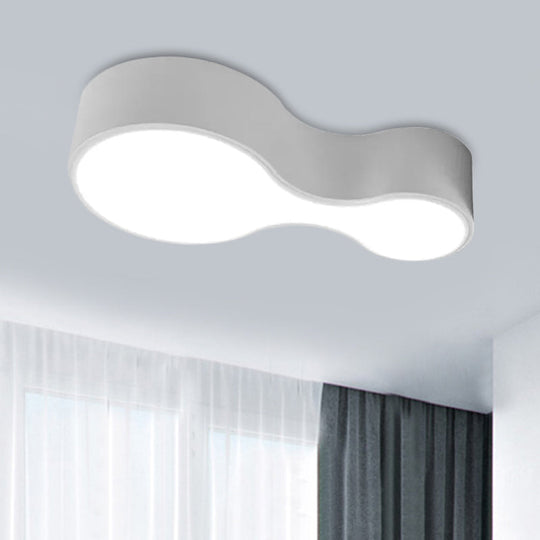 Modern Black/White Curved Flush LED Metal Ceiling Lamp with Frosted Diffuser