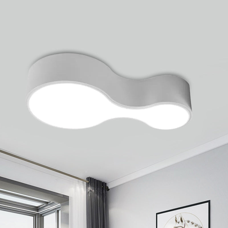 Modern Black/White Curved Flush LED Metal Ceiling Lamp with Frosted Diffuser
