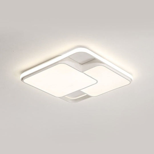 Contemporary Black/White Rectangle Flush Ceiling Light - LED Acrylic Flushmount for Cafes