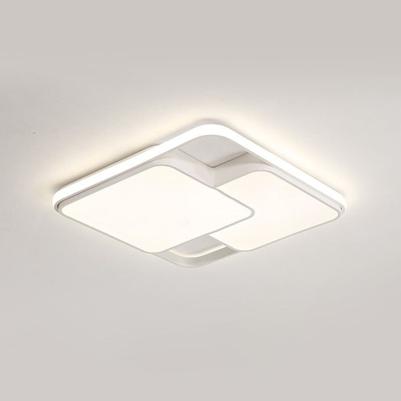 Contemporary Black/White Rectangle Flush Ceiling Light - LED Acrylic Flushmount for Cafes