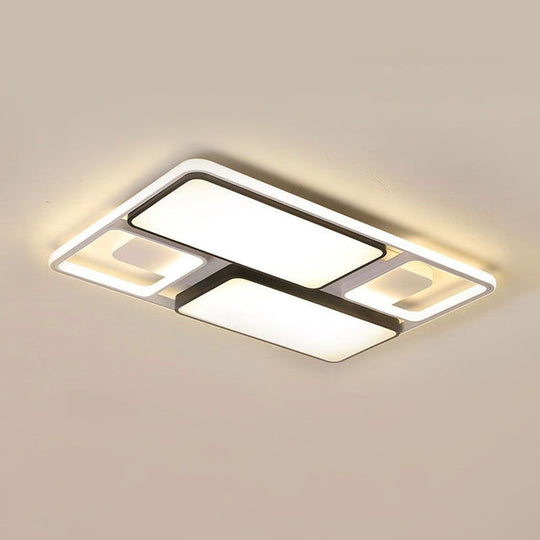 Contemporary LED Flush Mount Ceiling Light in Black/White, 19.5"/45" Wide