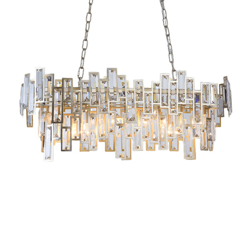 Modern Black and Gold Oval Pendant Lamp with Crystal Accents and Island Lighting Functionality