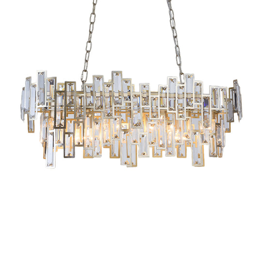 Modern Black and Gold Oval Pendant Lamp with Crystal Accents and Island Lighting Functionality