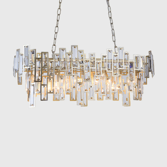 Modern Black and Gold Oval Pendant Lamp with Crystal Accents and Island Lighting Functionality