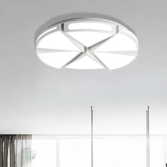 Modern White Round Ceiling Light for Kitchen, Metal Flush Mount - 16"/19.5" Ceiling Lights with Black Accents