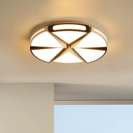 Modern White Round Ceiling Light for Kitchen, Metal Flush Mount - 16"/19.5" Ceiling Lights with Black Accents